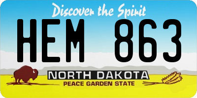 ND license plate HEM863
