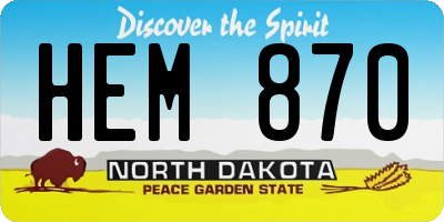 ND license plate HEM870