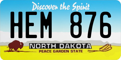 ND license plate HEM876