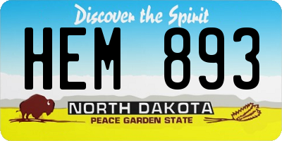ND license plate HEM893