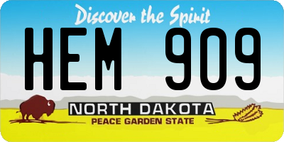 ND license plate HEM909