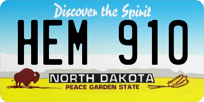 ND license plate HEM910