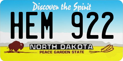 ND license plate HEM922