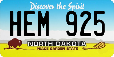 ND license plate HEM925