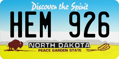 ND license plate HEM926