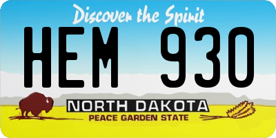 ND license plate HEM930