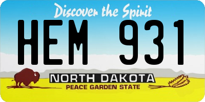 ND license plate HEM931