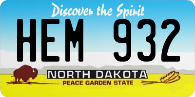 ND license plate HEM932