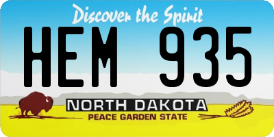 ND license plate HEM935