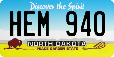ND license plate HEM940
