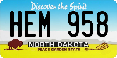 ND license plate HEM958