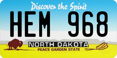 ND license plate HEM968