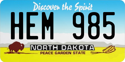 ND license plate HEM985