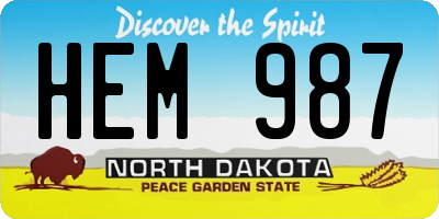 ND license plate HEM987