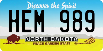 ND license plate HEM989