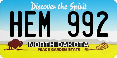 ND license plate HEM992