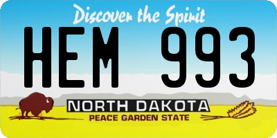 ND license plate HEM993