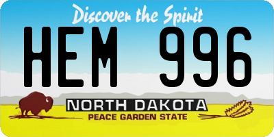 ND license plate HEM996