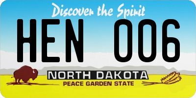 ND license plate HEN006