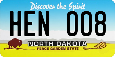 ND license plate HEN008