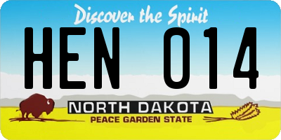 ND license plate HEN014