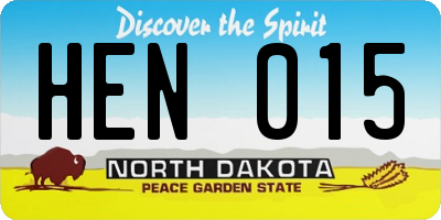 ND license plate HEN015