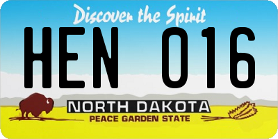 ND license plate HEN016