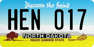 ND license plate HEN017