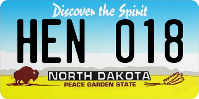 ND license plate HEN018