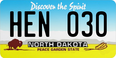 ND license plate HEN030