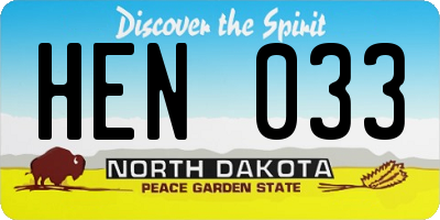 ND license plate HEN033
