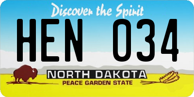 ND license plate HEN034