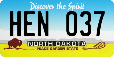 ND license plate HEN037