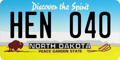 ND license plate HEN040