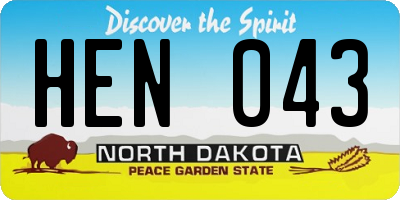 ND license plate HEN043