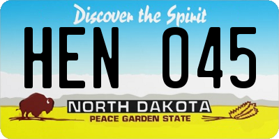 ND license plate HEN045