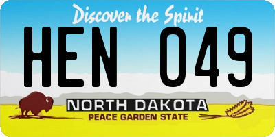 ND license plate HEN049