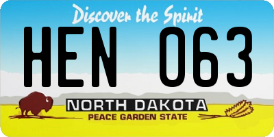 ND license plate HEN063