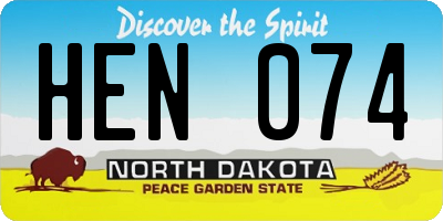 ND license plate HEN074