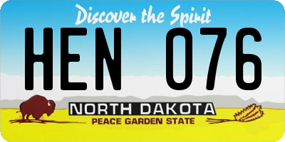 ND license plate HEN076