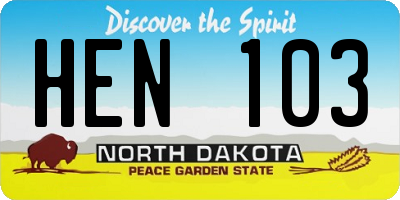 ND license plate HEN103