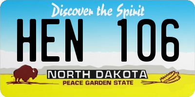 ND license plate HEN106