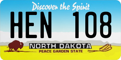 ND license plate HEN108