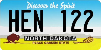 ND license plate HEN122