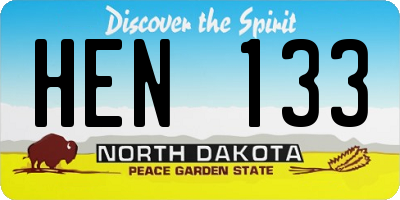 ND license plate HEN133