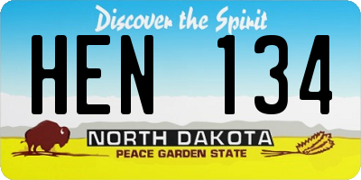 ND license plate HEN134
