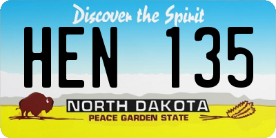 ND license plate HEN135