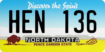 ND license plate HEN136