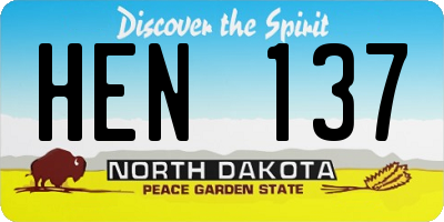 ND license plate HEN137