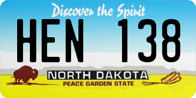 ND license plate HEN138
